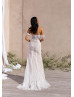 Ivory Lace Tulle Slit Fashionable Wedding Dress With Detachable Straps